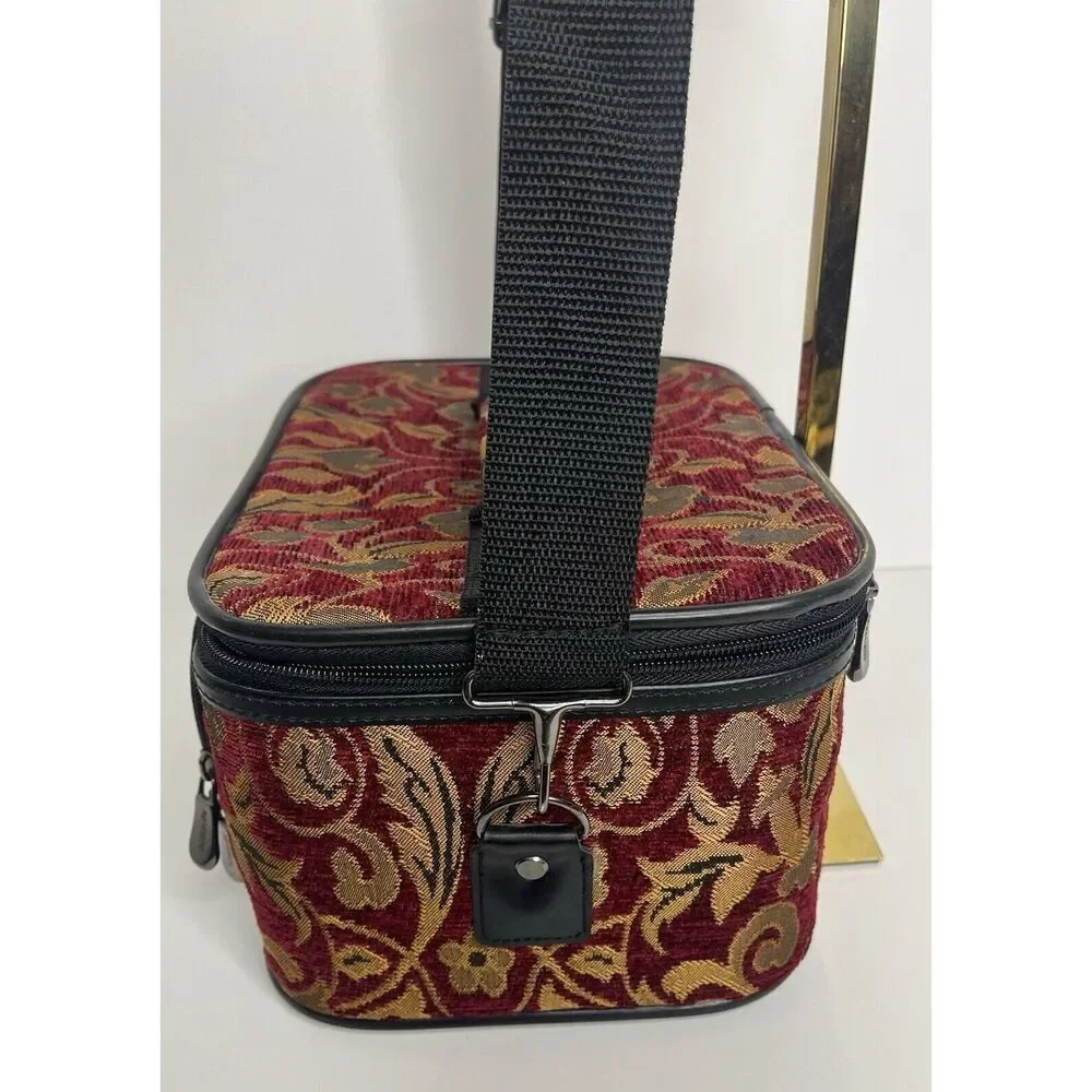 Raviani Red And Gold Tapestry‎ Cosmetic Bag